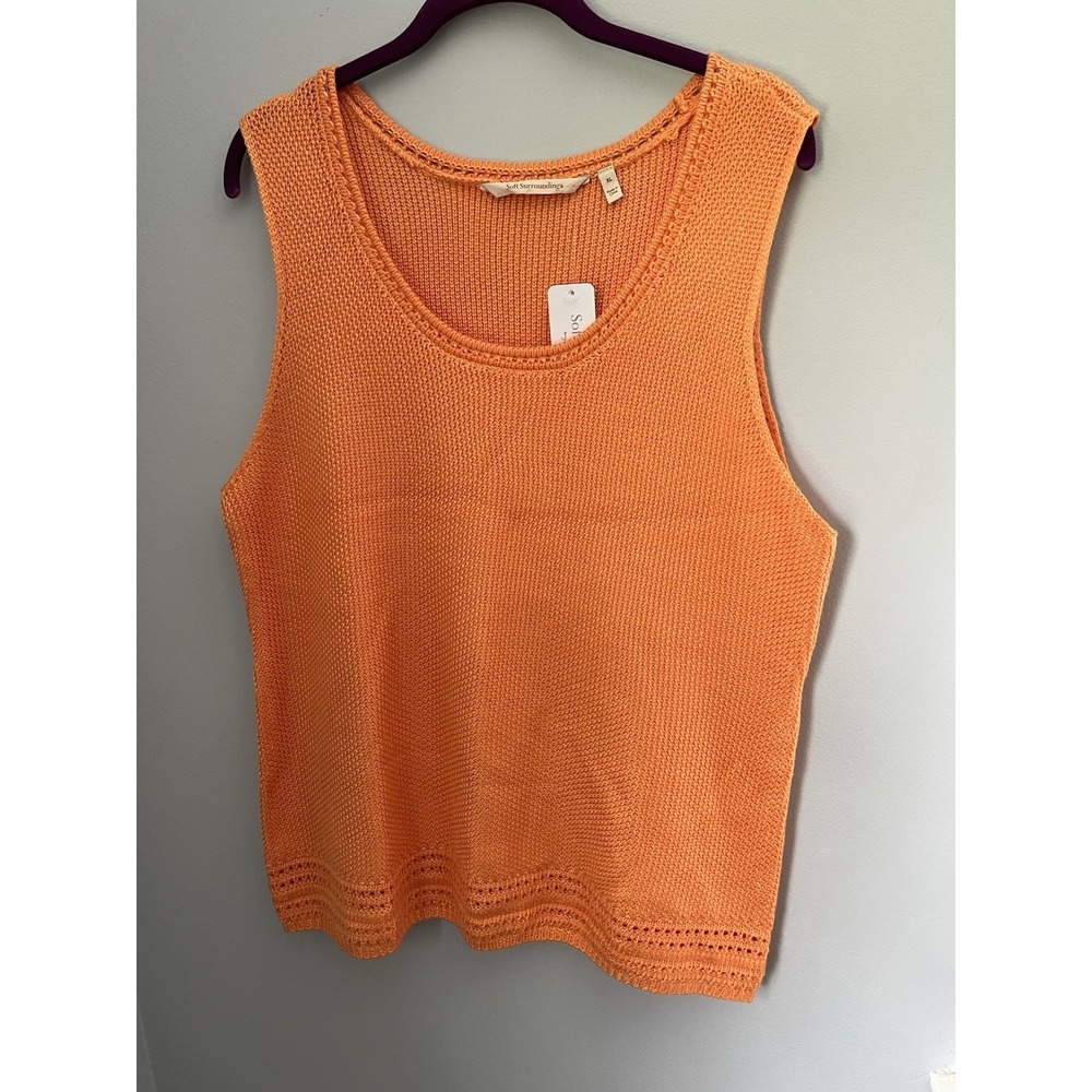 Soft Surroundings Women's Roxi Sweater Tank Top Knit Size XL Orange Sleeveless